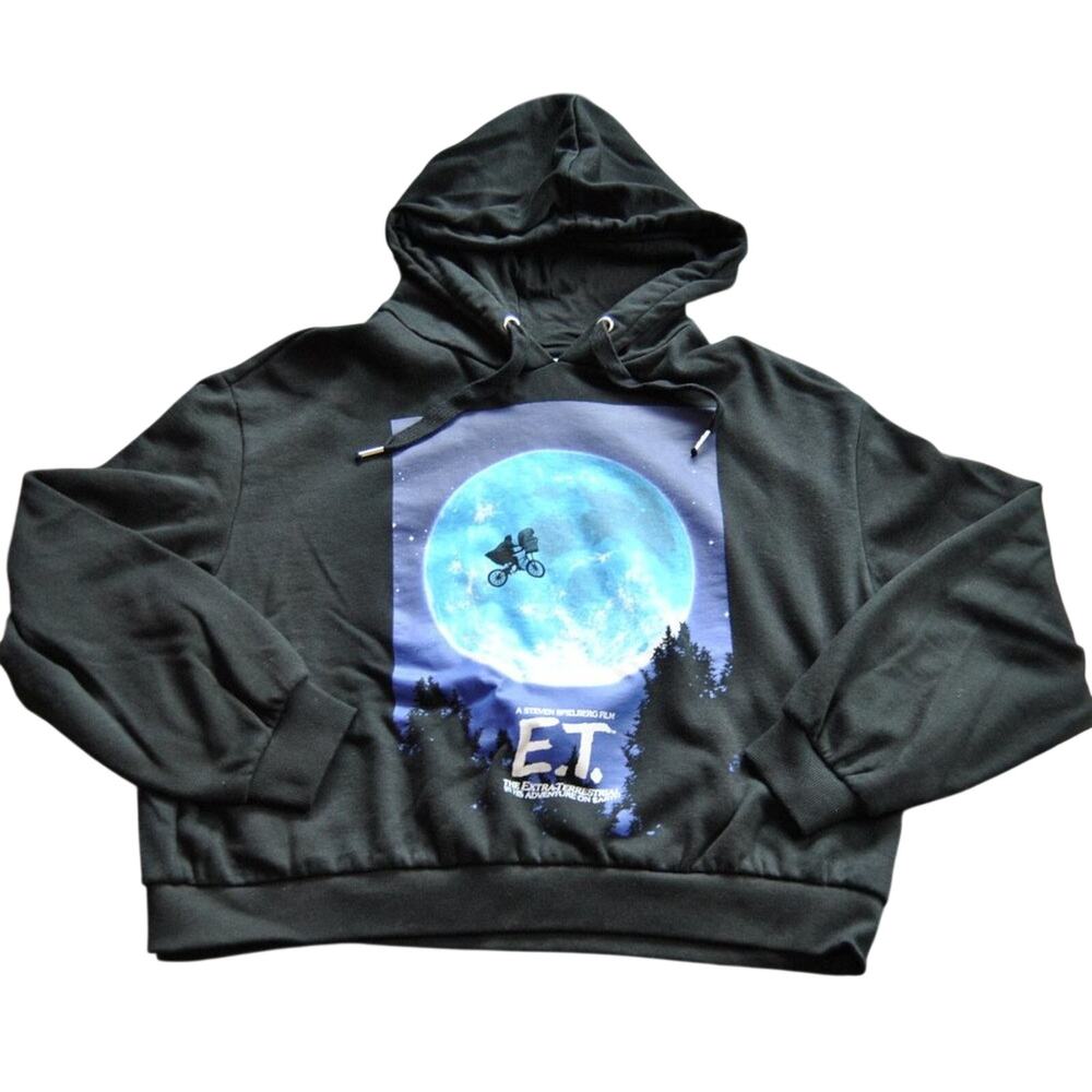 E.T. Black & Blue Divided by H&M Crop Top Hoodie Large